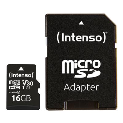 Intenso Professional microSDHC-kaart 16 GB Class 10, UHS-I Incl. SD-adapter Intenso Professional microSDHC-kaart 16 GB Class 10, UHS-I Incl. SD-adapter