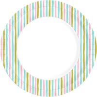 Duni Papieren Borden Stripes 22 cm 10 Stuks - thumbnail