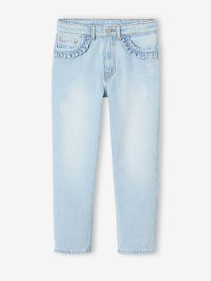 Rechte jeans MorphologiK meisjes heupomvang Large gebleekt denim Rechte jeans MorphologiK meisjes heupomvang Large gebleekt denim