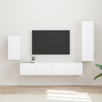 Tv-meubelset Wandgemonteerd 3 pcs Hoogglans wit Bewerkt hout