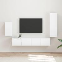Tv-meubelset Wandgemonteerd 3 pcs Hoogglans wit Bewerkt hout - thumbnail