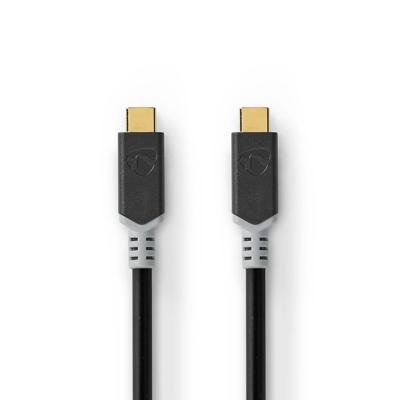 Nedis CCBW64020AT20 Usb-kabel Usb 3.2 Gen 2x2 Usb Type-c™ Male Usb Type-c™ Male 20 Gbps 100 W Verguld 2.00 M Rond Pvc Zilver Window Box