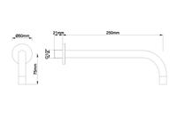 Wiesbaden Slim Line inbouw uitloop 25 cm messing chroom - thumbnail