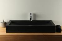 Terrazzo Wasbak Zwart Rechthoek 90x41 cm Met Kraangat | TZS 034S1k - thumbnail