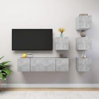 6-delige Tv-meubelset spaanplaat betongrijs - thumbnail