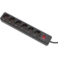 Gebro 106149 Stekkerdoos met schakelaar 6-voudig Zwart Randaarde stekker 1 stuk(s) - thumbnail