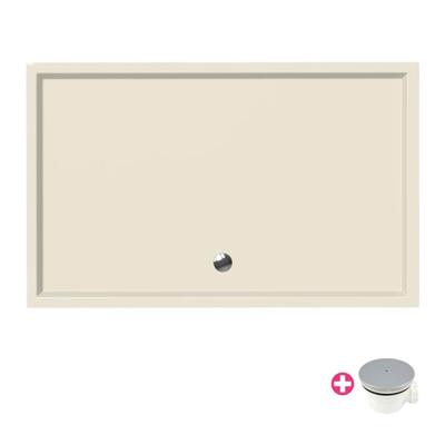Douchebak Xenz Mariana | 160x100x4 cm | Incl.Afvoersifon-Chroom | Acryl | Rechthoekig | Pergamon glans