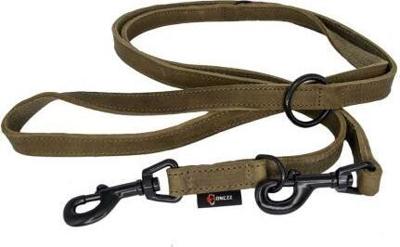 Verstelbare hondenriem - vetleer - Olijfgroen - 18mm x 220cm