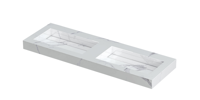 INK Pitch Wastafel Keramische Slab Bak Dubbel met Drain en Front en Side Skirts Zonder Kraangaten - 1400x450x90 mm - Statuario Glans - thumbnail