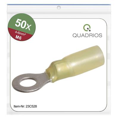 Quadrios 23C528 Ringkabelschoen Dwarsdoorsnede (max.): 6 mm² Schachtdiameter: 6.5 mm Deels geïsoleerd Geel 50 stuk(s)