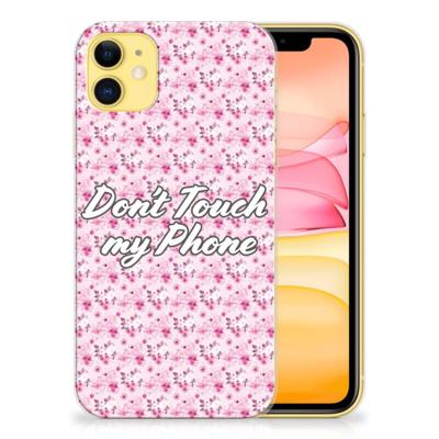 Apple iPhone 11 Silicone-hoesje Flowers Pink DTMP Apple iPhone 11 Silicone-hoesje Flowers Pink DTMP