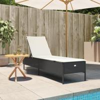 Ligbed met kussen poly rattan zwart - thumbnail