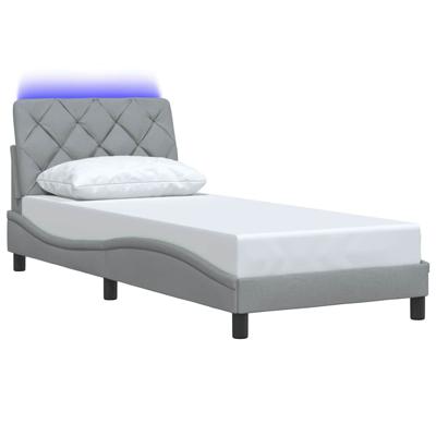 Bedframe met LED zonder matras 80x200 cm stof lichtgrijs
