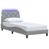 Bedframe met LED zonder matras 80x200 cm stof lichtgrijs - thumbnail