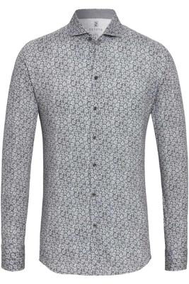 Desoto Overhemd Lichtgrijze Bloemetjes Print Jersey Slim Fit Desoto Overhemd Lichtgrijze Bloemetjes Print Jersey Slim Fit