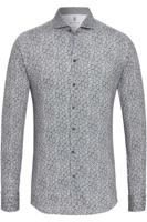 Desoto Overhemd Lichtgrijze Bloemetjes Print Jersey Slim Fit - thumbnail