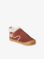 Klittenband baby slofjes van soepel leer met voering oudroze - thumbnail