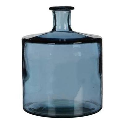 Mica Decorations Guan Glazen Fles - H26 x Ø21 cm - Blauw