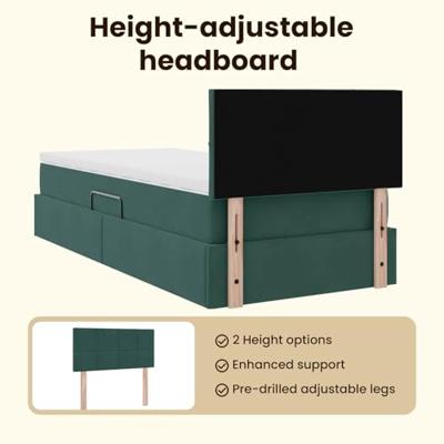 Opbergbed met LED met matras Donkergroen 90 x 190 cm Fluweel