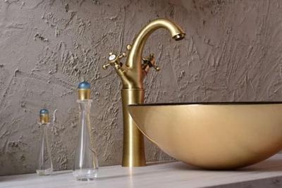 Wastafelmengkraan Sapho Antea 2-knop Gebogen Hoog 30 cm Brons (incl. pop-up waste)