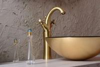 Wastafelmengkraan Sapho Antea 2-knop Gebogen Hoog 30 cm Brons (incl. pop-up waste) - thumbnail