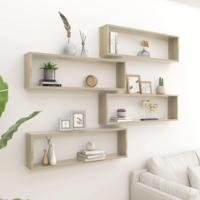 Wandschappen kubus 4 st 100x15x30 cm bewerkt hout sonoma eiken - thumbnail