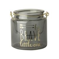 Gusta Glazen Waxinelichthouder Be Brave Little One 10 cm Grijs - thumbnail