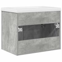 Wastafelkast met ingebouwde wasbak en kraan betongrijs - thumbnail