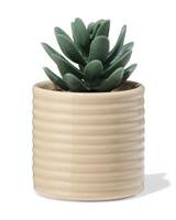 HEMA Bloempot ⌀7x6.6cm keramiek ribbels beige (beige) - thumbnail