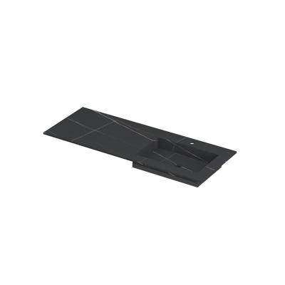 INK Post Wastafel Keramische Slab Envelop Bak Rechts met 1 Kraangat - 1200x450x10 mm - Lauren Black Mat