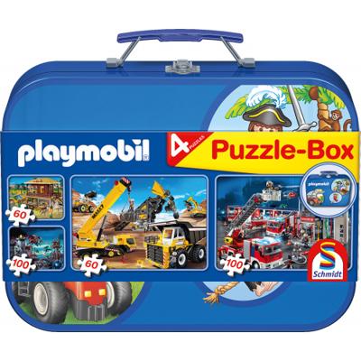 Schmidt puzzelbox Playmobil jongens blauw 5-delig Schmidt puzzelbox Playmobil jongens blauw 5-delig
