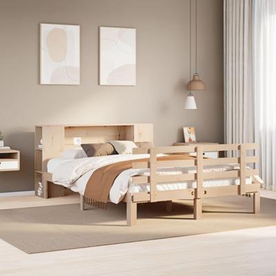 Bed met boekenkast zonder matras massief grenenhout 120x190 cm