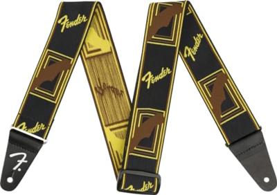 Fender Weighless 2" Monogrammed Strap Black/Yellow/Brown gitaarband