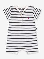 Combicourte baby met trui-kraag PETIT BATEAU in gestreept katoen marineblauw - thumbnail