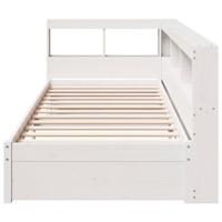 Bed met boekenkast zonder matras grenenhout wit 100x200 cm - thumbnail
