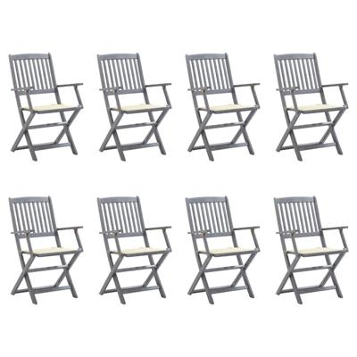 Tuinstoelen 8 st inklapbaar met kussens massief acaciahout