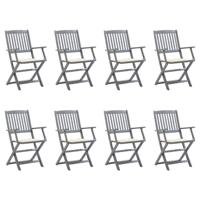 Tuinstoelen 8 st inklapbaar met kussens massief acaciahout - thumbnail