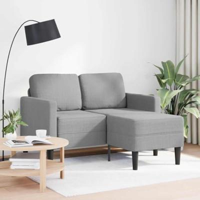 2-zitsbank met ligstoel L-vormig lichtgrijs 125 cm stof