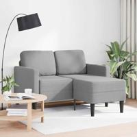 2-zitsbank met ligstoel L-vormig lichtgrijs 125 cm stof - thumbnail