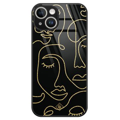 iPhone 14 glazen hardcase - Abstract faces