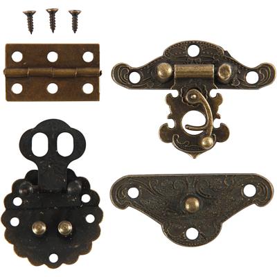 Creativ Company Mini beslag, afm 30-35 mm, antiek goud, 10 set/ 1 doos - thumbnail