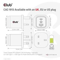 Club 3D Travel Charger 65W GaN oplader - thumbnail