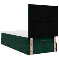 Ottoman bed met matrassen 100x200cm fluweel donkergroen - thumbnail