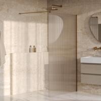 BRAUER Oblivion Flow inloopdouche helder ribbelglas 120x200 incl. glascoating Geborsteld Goud PVD - thumbnail