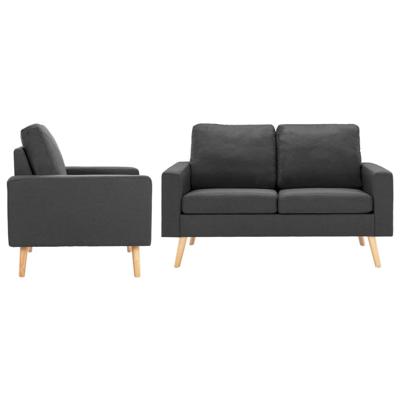 2-delig Bankstel stof donkergrijs