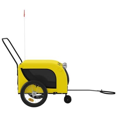 VidaXL Hondenfietstrailer oxford stof en ijzer geel en zwart - thumbnail