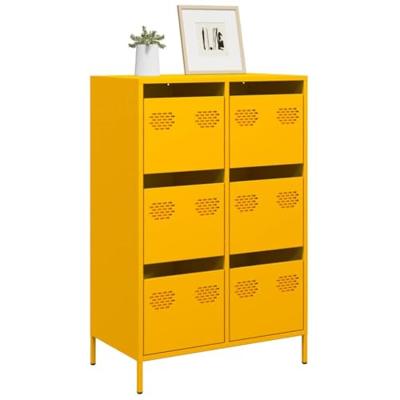 Hoge kast 68x39x101,5 cm staal mosterdgeel