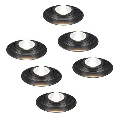 6x Lugo LED inbouwspots Trimless - Zwart - Dimbaar - 5 Watt 450 Lumen - 2700K Warm Wit Licht - Kantelbaar - IP65 - Voor Binnen & Buiten 6x Lugo LED inbouwspots Trimless - Zwart - Dimbaar - 5 Watt 450 Lumen - 2700K Warm Wit Licht - Kantelbaar - IP65 - Voor Binnen & Buiten