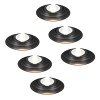 6x Lugo LED inbouwspots Trimless - Zwart - Dimbaar - 5 Watt 450 Lumen - 2700K Warm Wit Licht - Kantelbaar - IP65 - Voor Binnen & Buiten - thumbnail