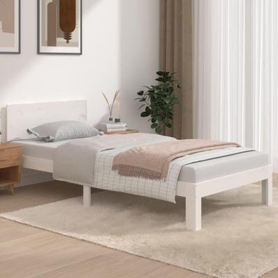 Bedframe massief hout wit 90x190 cm 3FT Single Bedframe massief hout wit 90x190 cm 3FT Single
